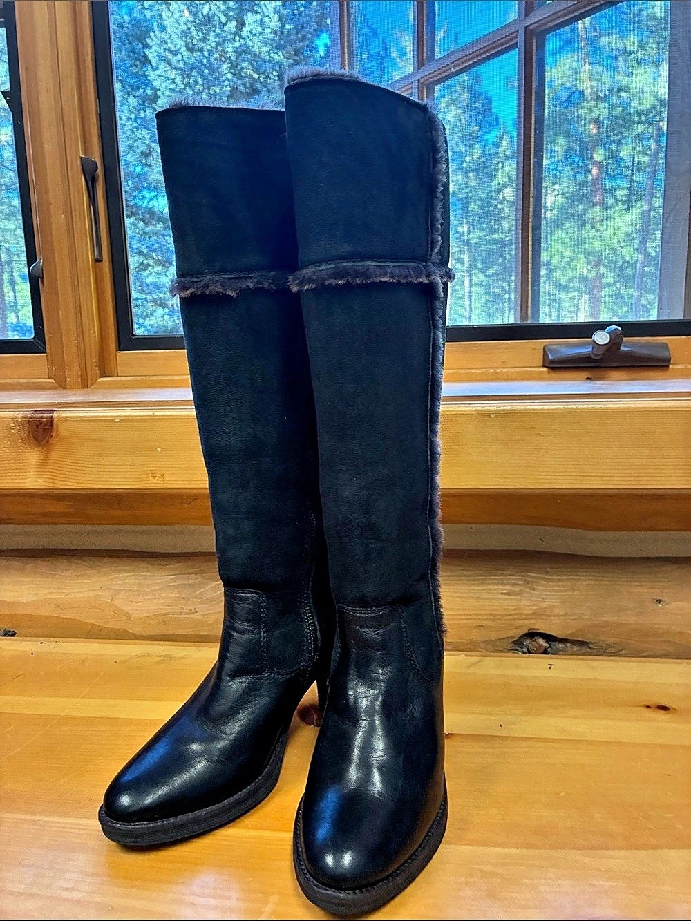 Johnson and Murphy Black Knee high Heeled Boots